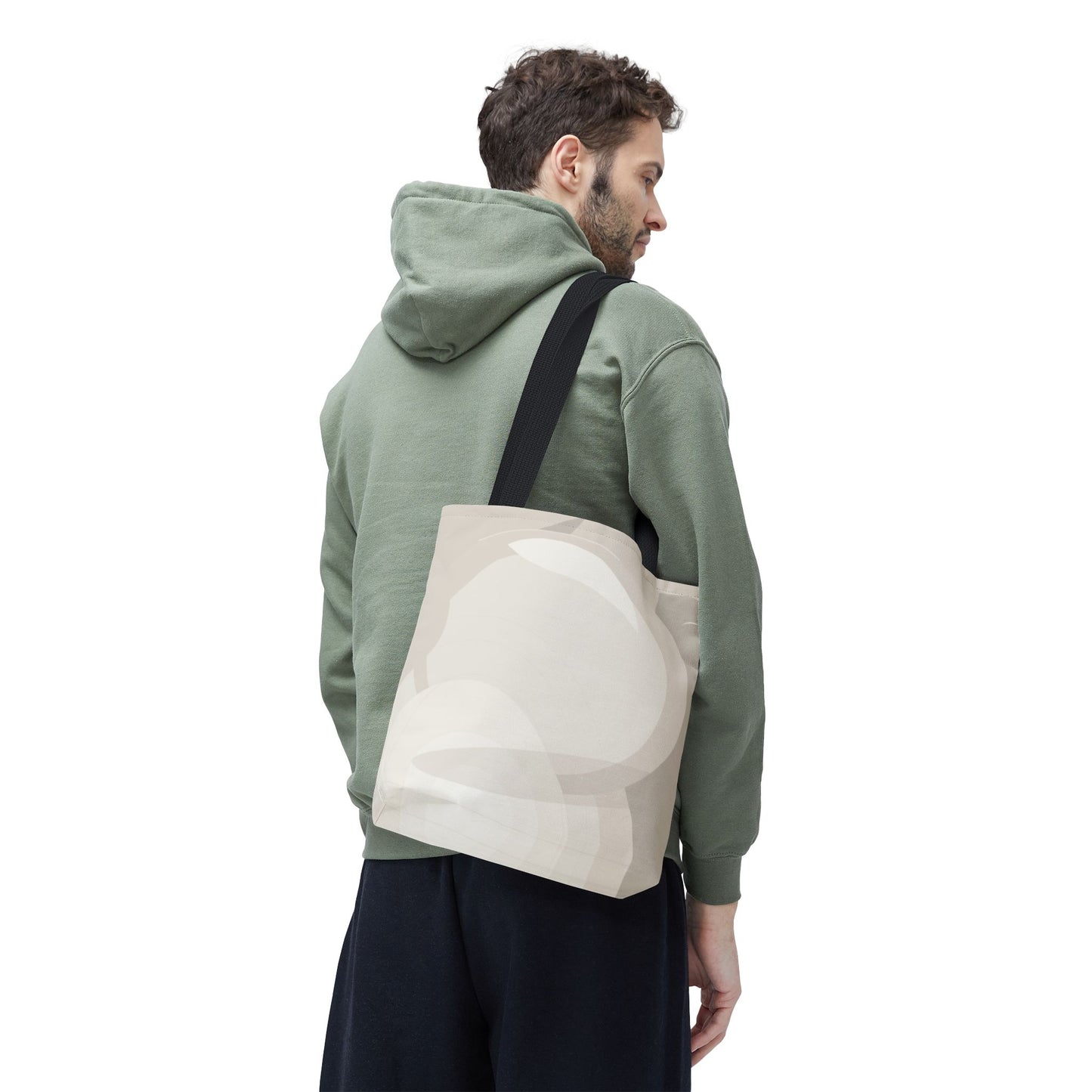 Neutral Abstract Circle Pattern Tote Bag | Minimal Beige AOP Canvas