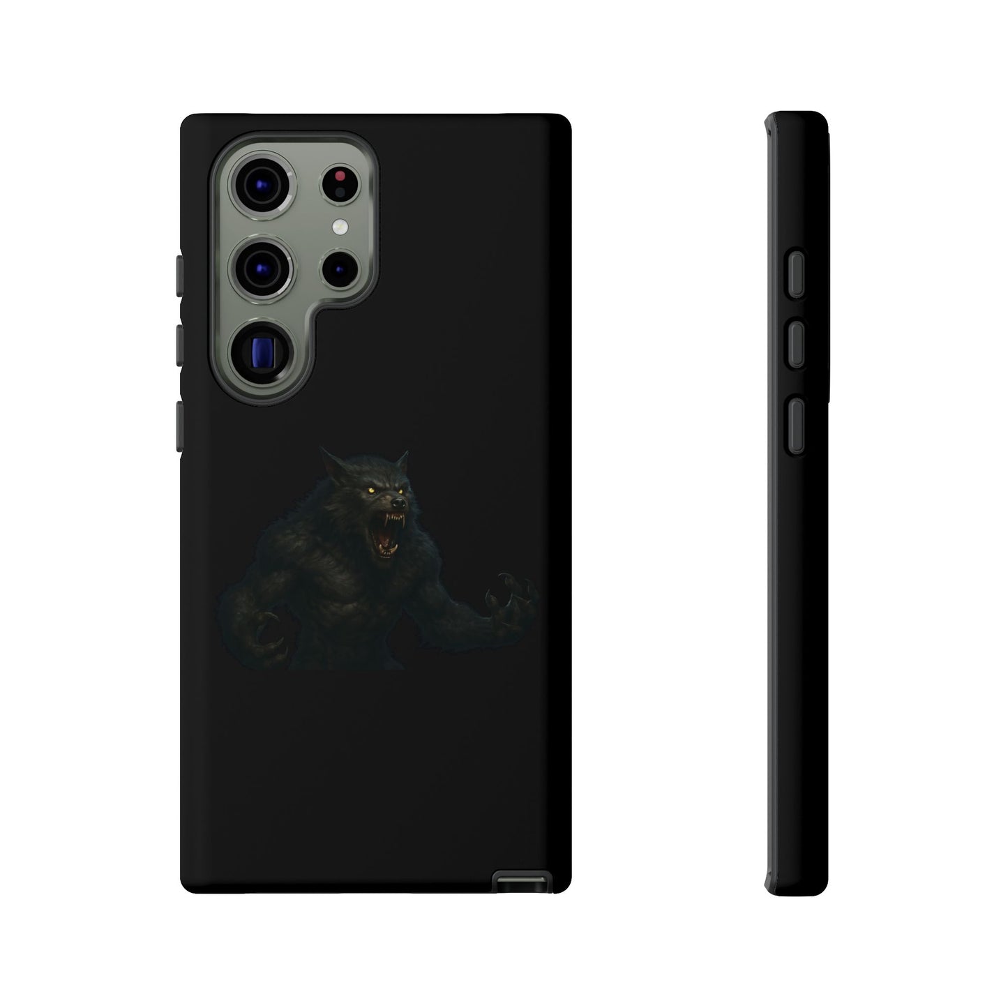 Dark werewolf graphic phone case by Printify, tough protective cover with monster illustration for smartphones.