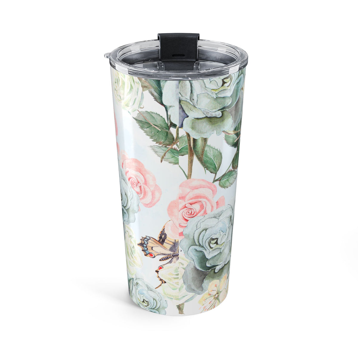 Vintage floral and butterfly 20oz insulated stainless steel tumbler - view 3