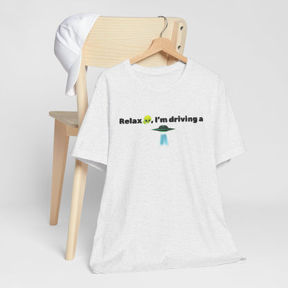 Alien Driving Unisex Tee - Fun Casual Shirt, Gifts for UFO Lovers, Quirky Humor T-Shirt, Perfect for Road Trips, Unique Birthday Present