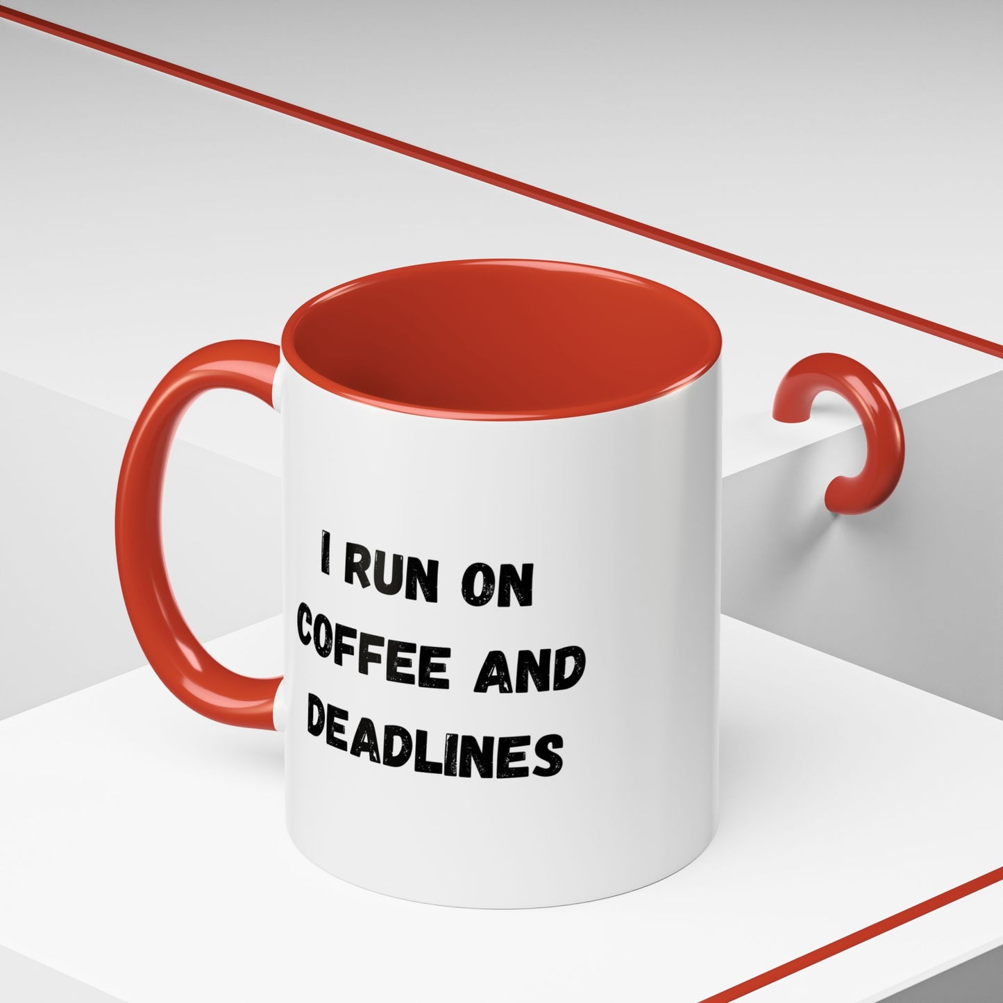 I Run on Coffee and Deadlines Mug, Motivational Coffee Cup, Office Mug, Gift for Writers, Caffeine Lover's Mug, Funny Coffee Cup