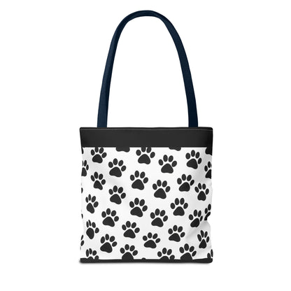 Eco-friendly tote bag with paw print design, perfect for dog and cat lovers, made by Printify.