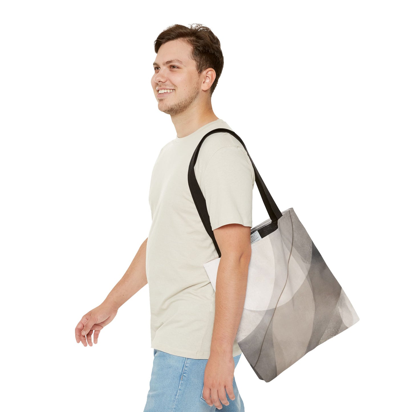 Neutral Abstract Watercolor Waves Tote Bag | All-Over Print