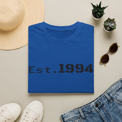 Vintage 1994 Est. graphic T-shirt by Printify featuring bold "Born 1994" design on soft cotton fabric.