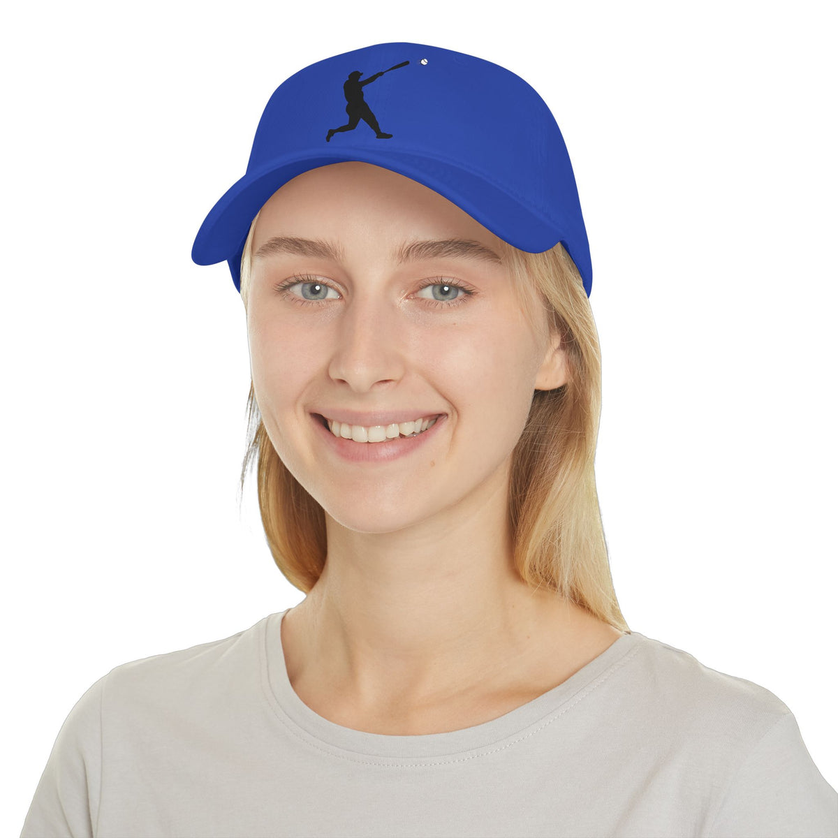 Silhouette batter baseball cap by Printify featuring a classic hat design with a bold batter silhouette print
