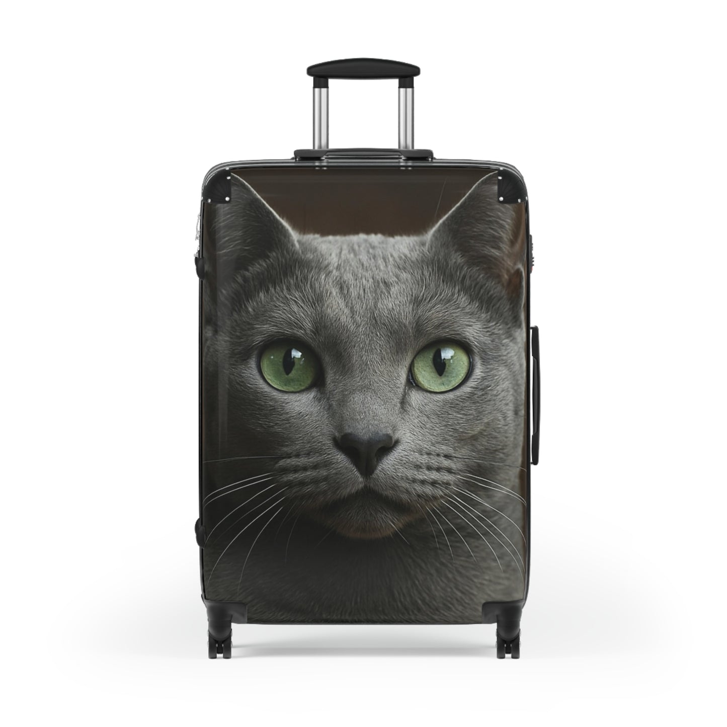 Green-Eyed Cat Carry-On Suitcase — Photo Realistic Cat Face Luggage