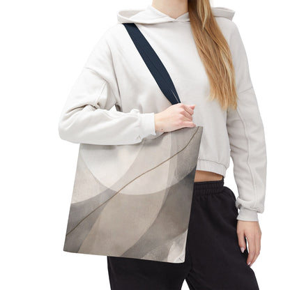 Neutral Abstract Watercolor Waves Tote Bag | All-Over Print