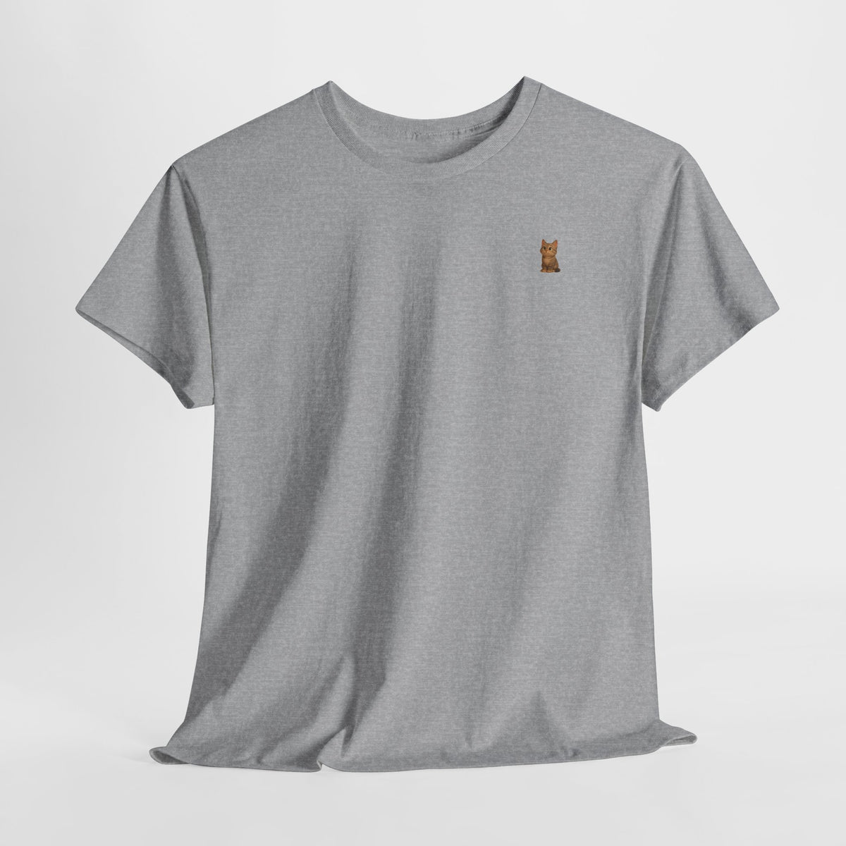 Brown kitten graphic T-shirt for cat lovers, featuring a cute feline design on a comfortable Printify T-shirt.