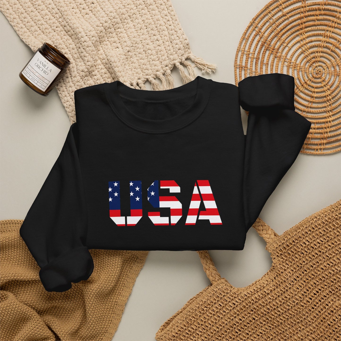 USA Flag Unisex Crewneck Sweatshirt, Cozy Apparel, Casual Wear, Independence Day Gift, Americana Style