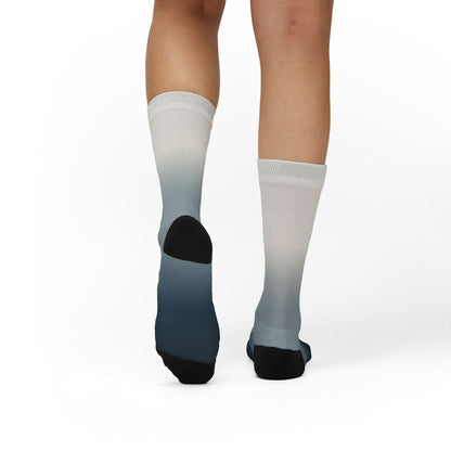 Blue Gray Ombre Sublimation Socks | Gradient Crew Socks