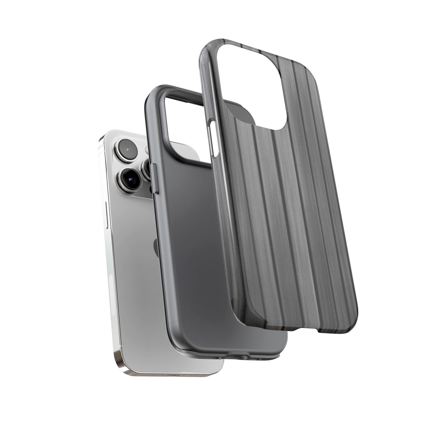 Ribbed metal texture iPhone phone case by Printify, tough protective cover with durable metal-style design.
