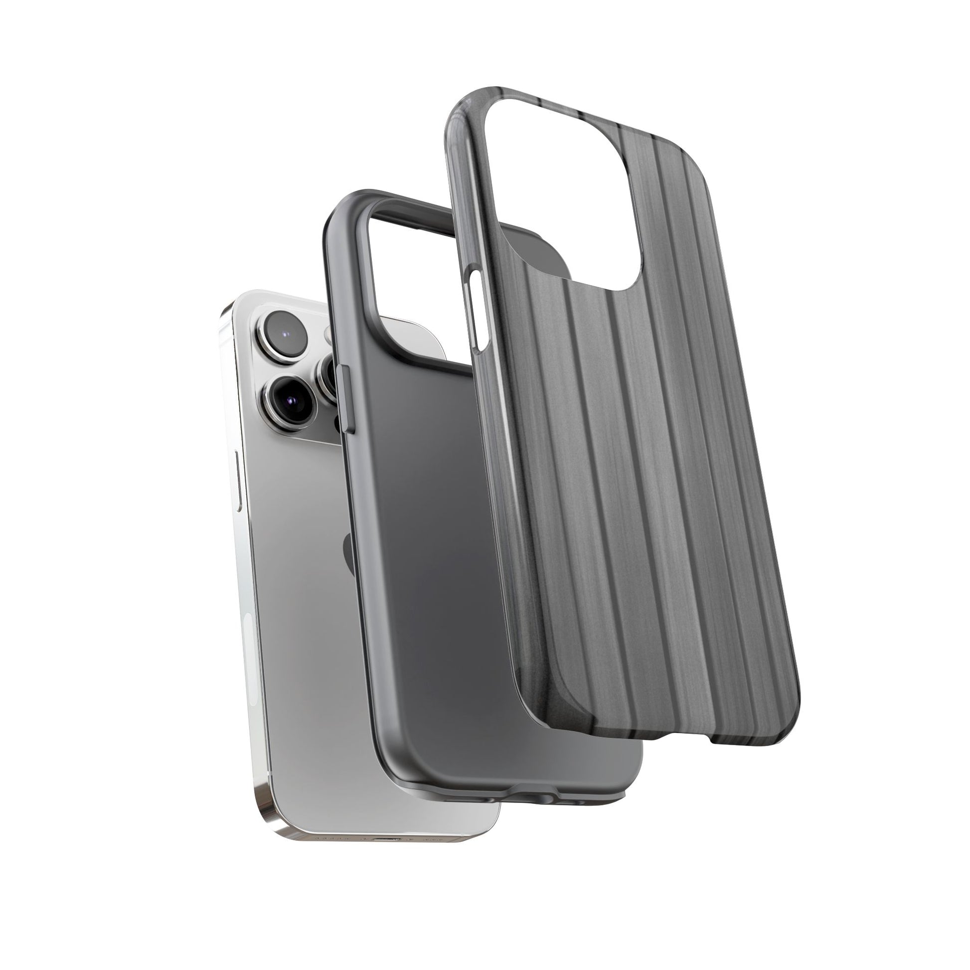 Ribbed metal texture iPhone phone case by Printify, tough protective cover with durable metal-style design.