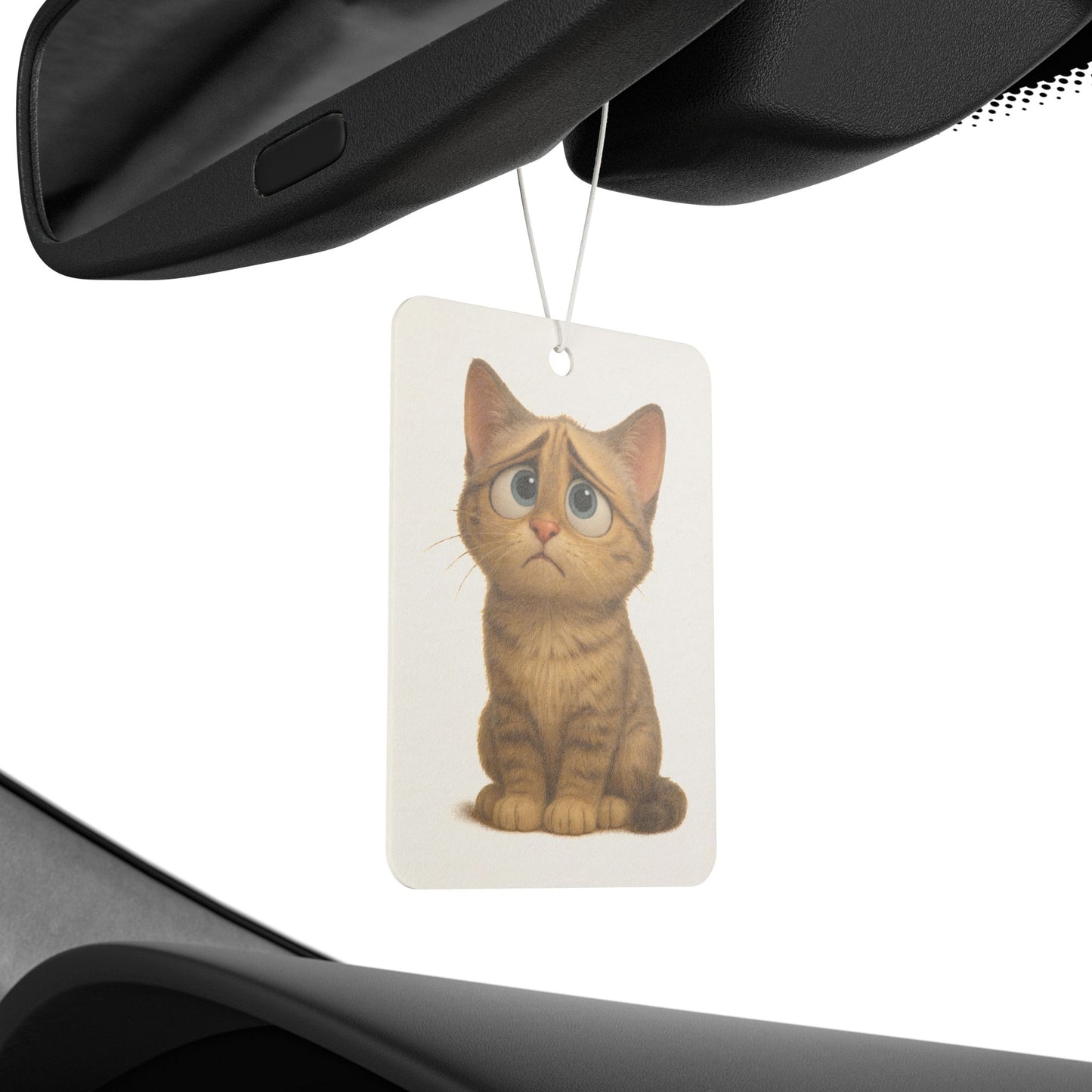 Cute cat-shaped car air freshener accessory by Printify, featuring a playful feline design for cat lovers.