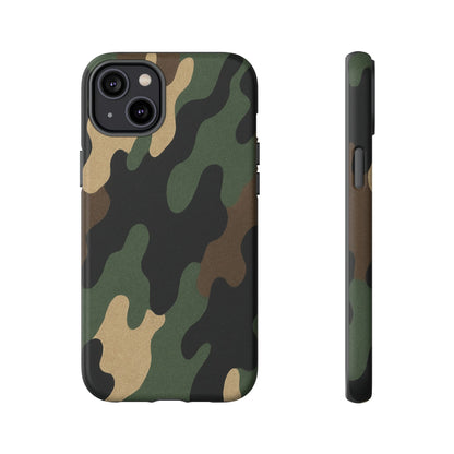 Military green camo tough phone case by Printify, rugged protective cover for smartphones with durable design.