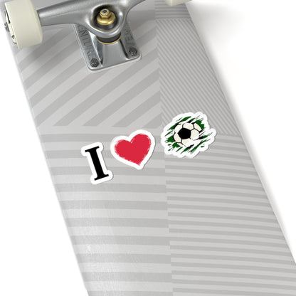 Soccer Kiss-Cut Stickers by Printify featuring football fan decals on paper, ideal for laptops, water bottles, and gear.