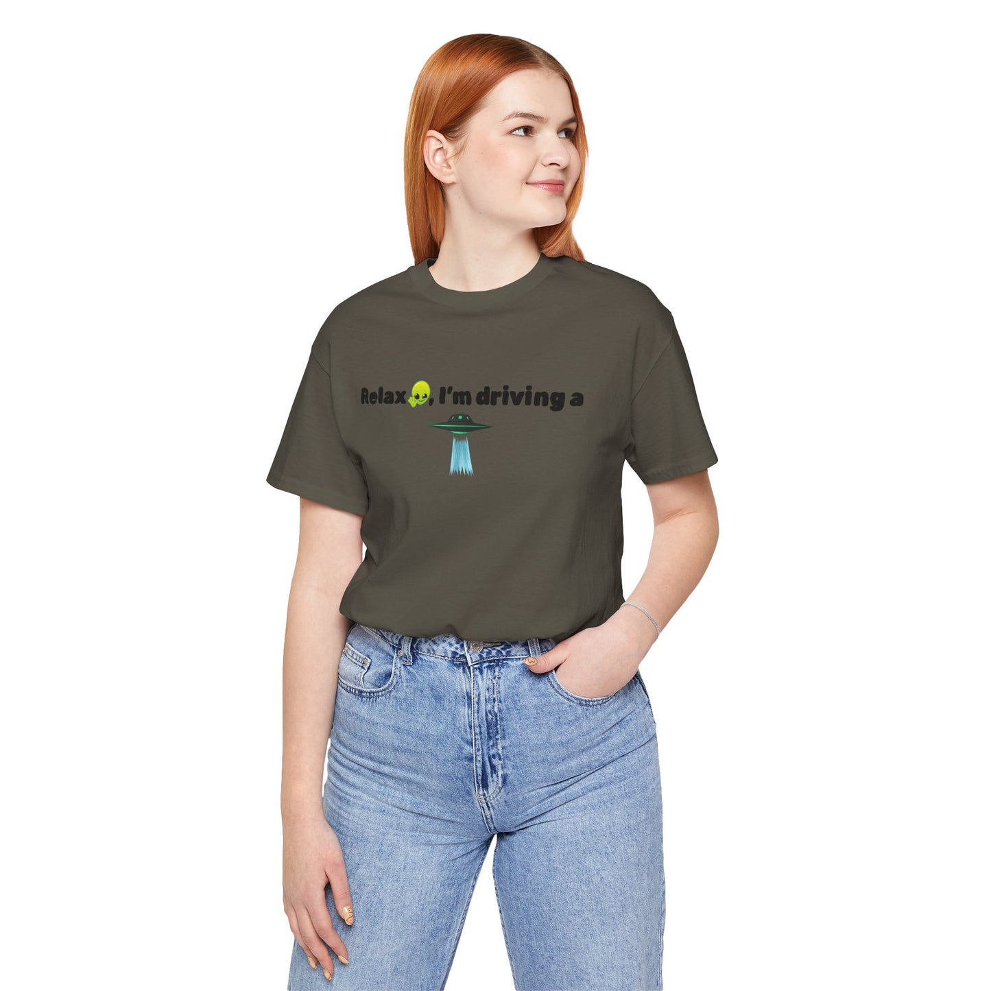 Alien Driving Unisex Tee - Fun Casual Shirt, Gifts for UFO Lovers, Quirky Humor T-Shirt, Perfect for Road Trips, Unique Birthday Present