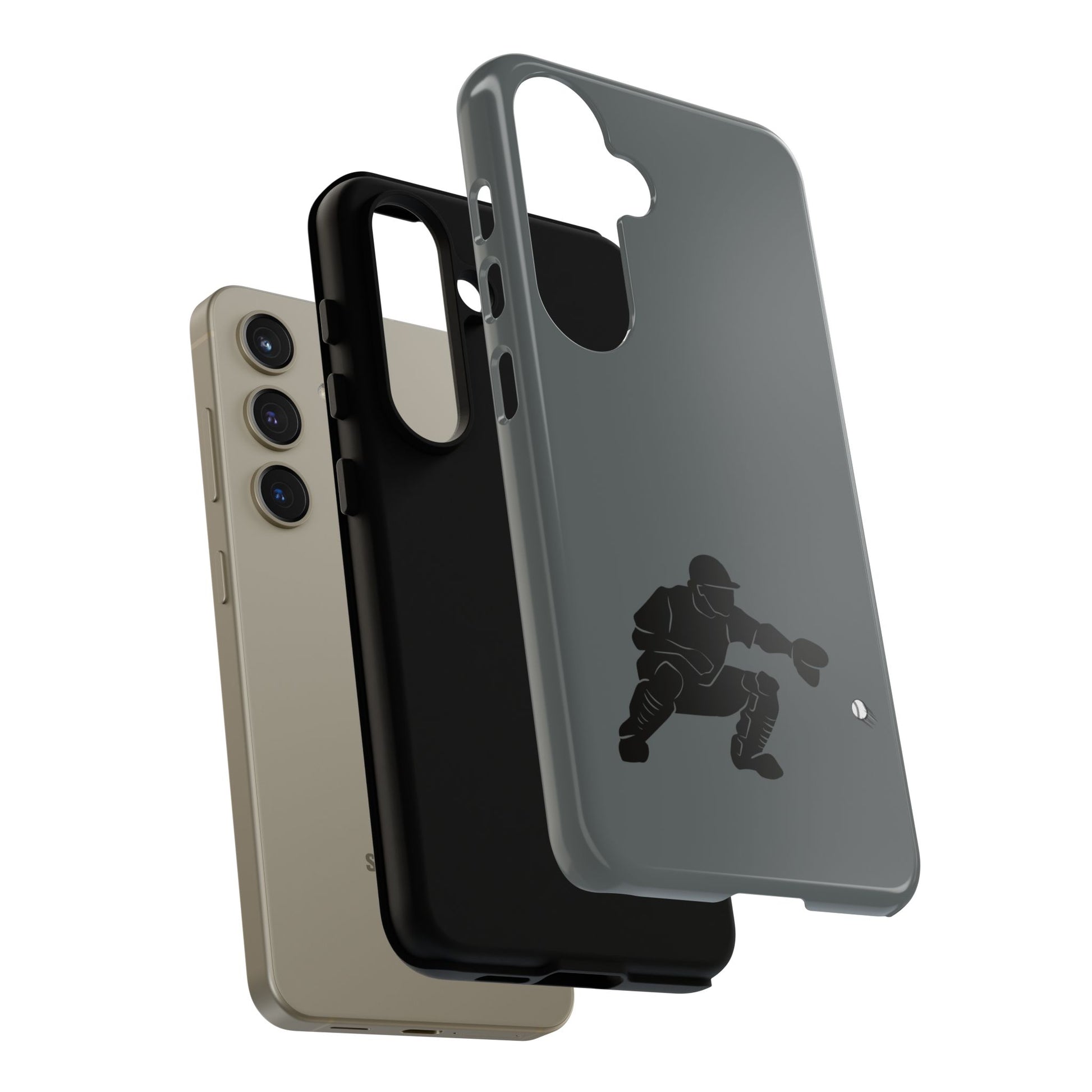 Printify baseball catcher phone case, tough protective cover for smartphones with detailed catcher glove design.