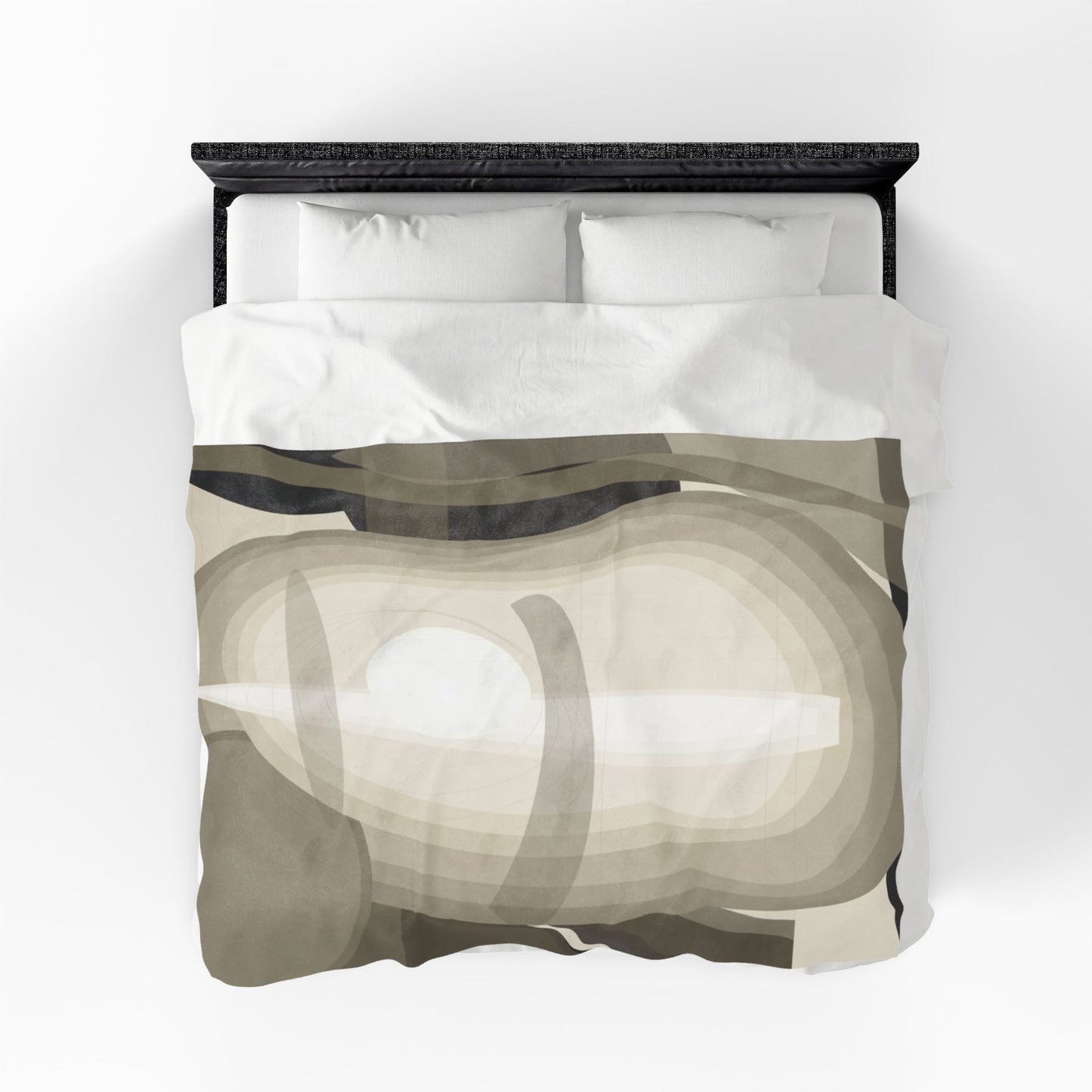 Abstract Neutral Shapes Velveteen Plush Blanket | Modern Minimalist Art