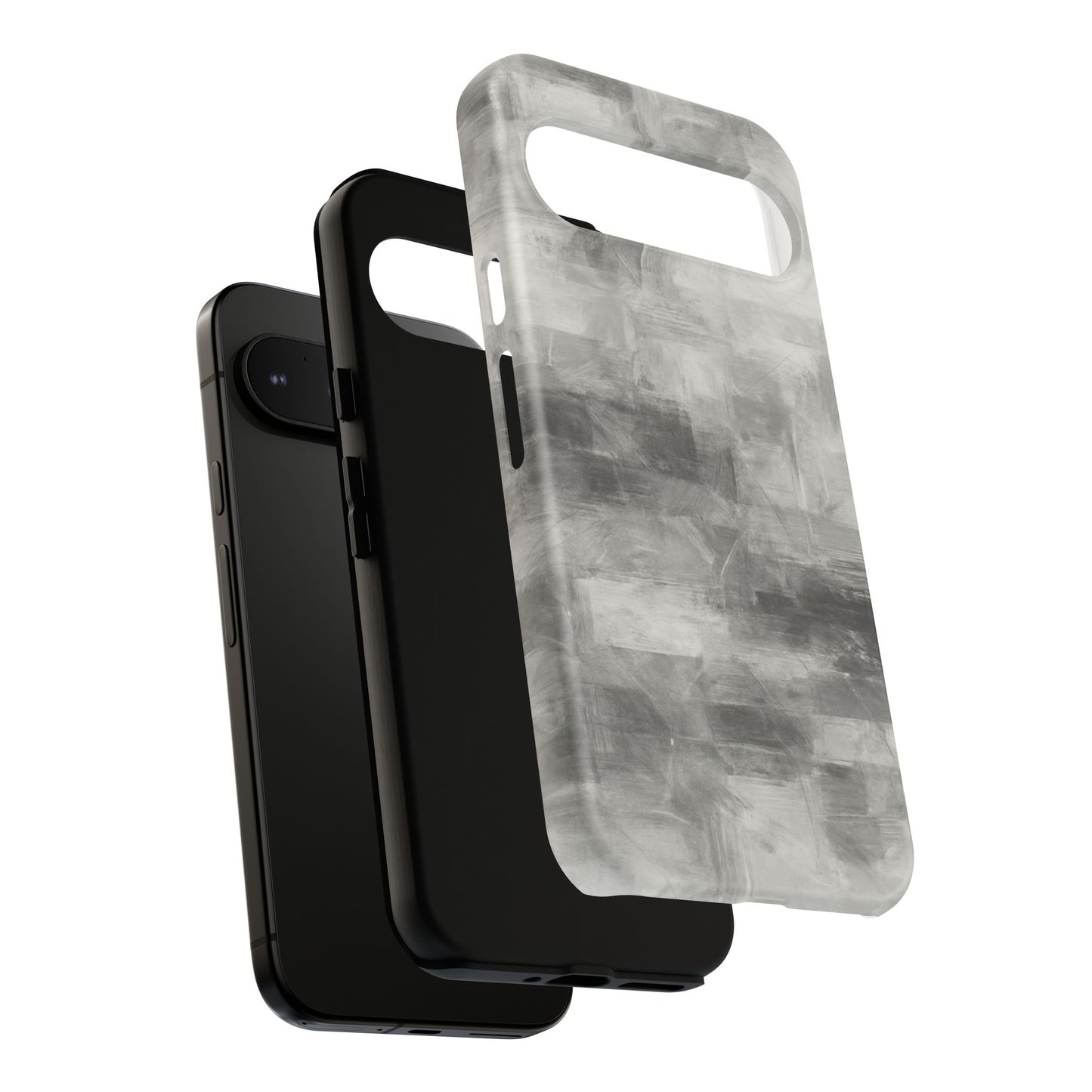 Abstract gray grid phone case for iPhone, durable protective cover with a modern design by Printify.