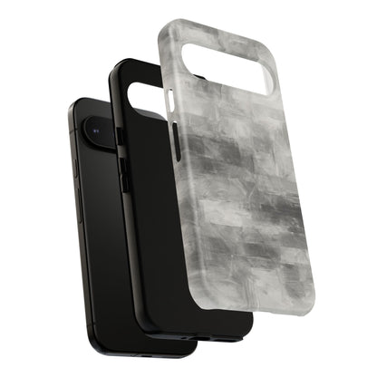 Abstract gray grid phone case for iPhone, durable protective cover with a modern design by Printify.