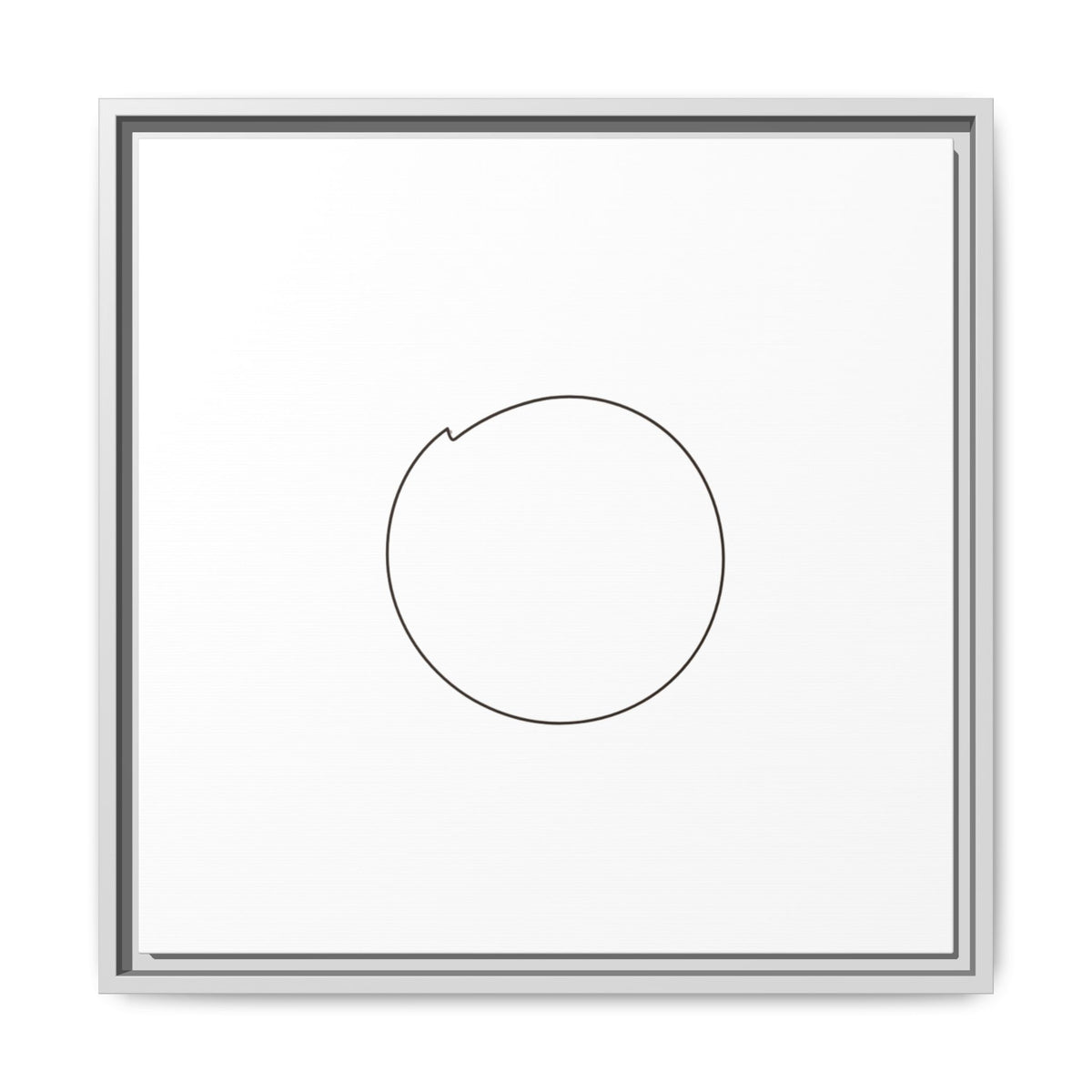 Framed matte canvas wall art featuring a minimal circular line design, perfect for modern home decor by Printify.