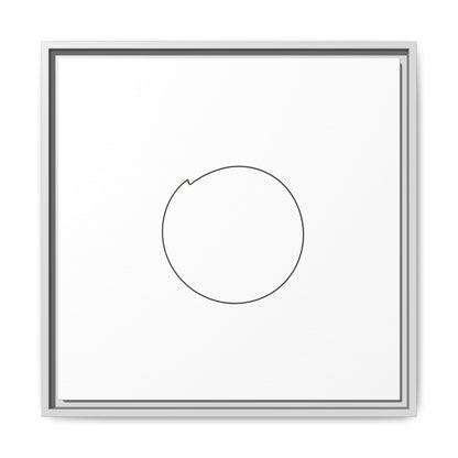 Framed matte canvas wall art featuring a minimal circular line design, perfect for modern home decor by Printify.