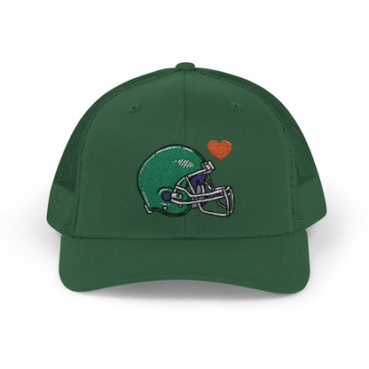 Snapback Trucker Cap with Football Heart Design - Perfect for Sports Fans, Gifts for Gamers, Casual Outings, Tailgating, and Team Spirit - TRV