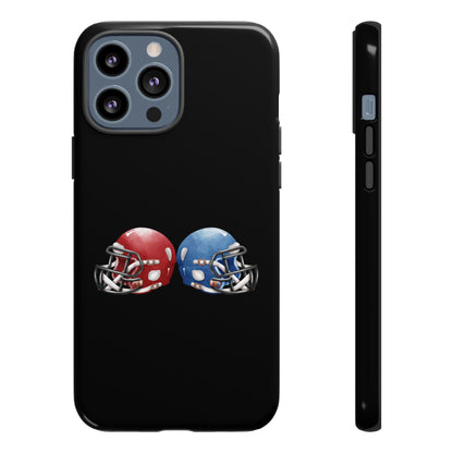 Red and blue football helmet phone case by Printify, protective iPhone cover with sports team design.