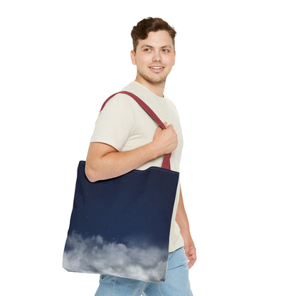 Night Sky Clouds Tote Bag | Starry Navy Ombre - TRV