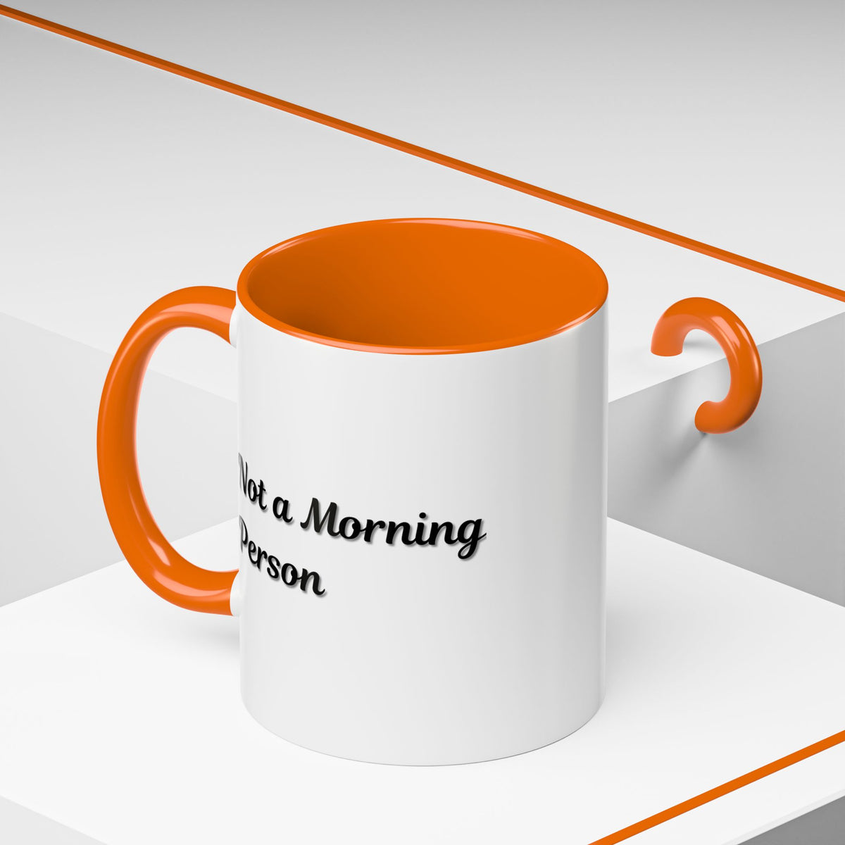 Ceramic coffee mug with "Not a Morning Person" print, 11oz size, by Printify, featuring a humorous design on a white mug.