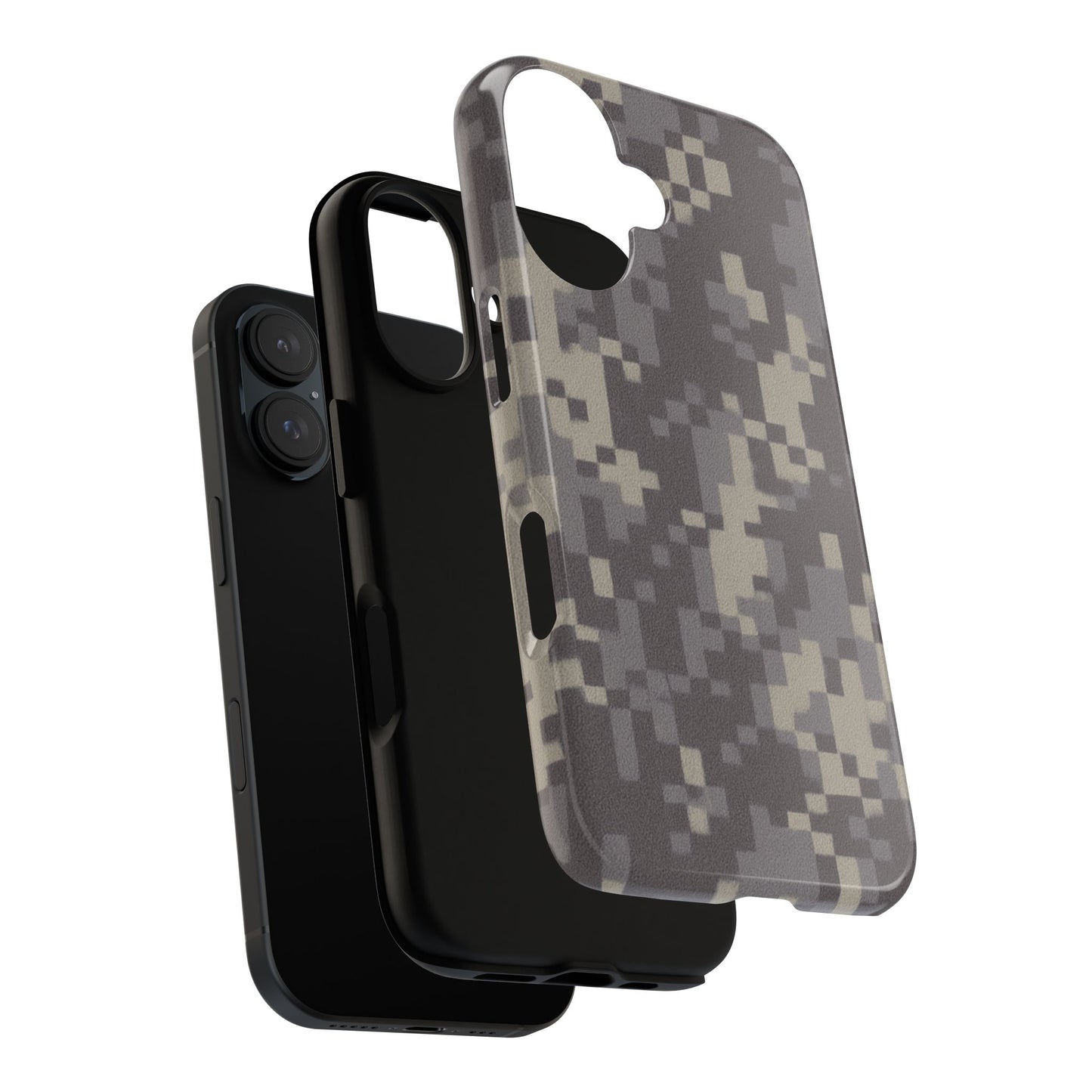 Digital camo print tough phone case by Printify, rugged protective cover for smartphones with rugged camouflage design.