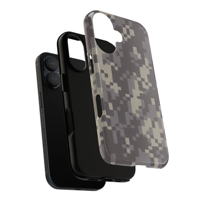 Digital camo print tough phone case by Printify, rugged protective cover for smartphones with rugged camouflage design.
