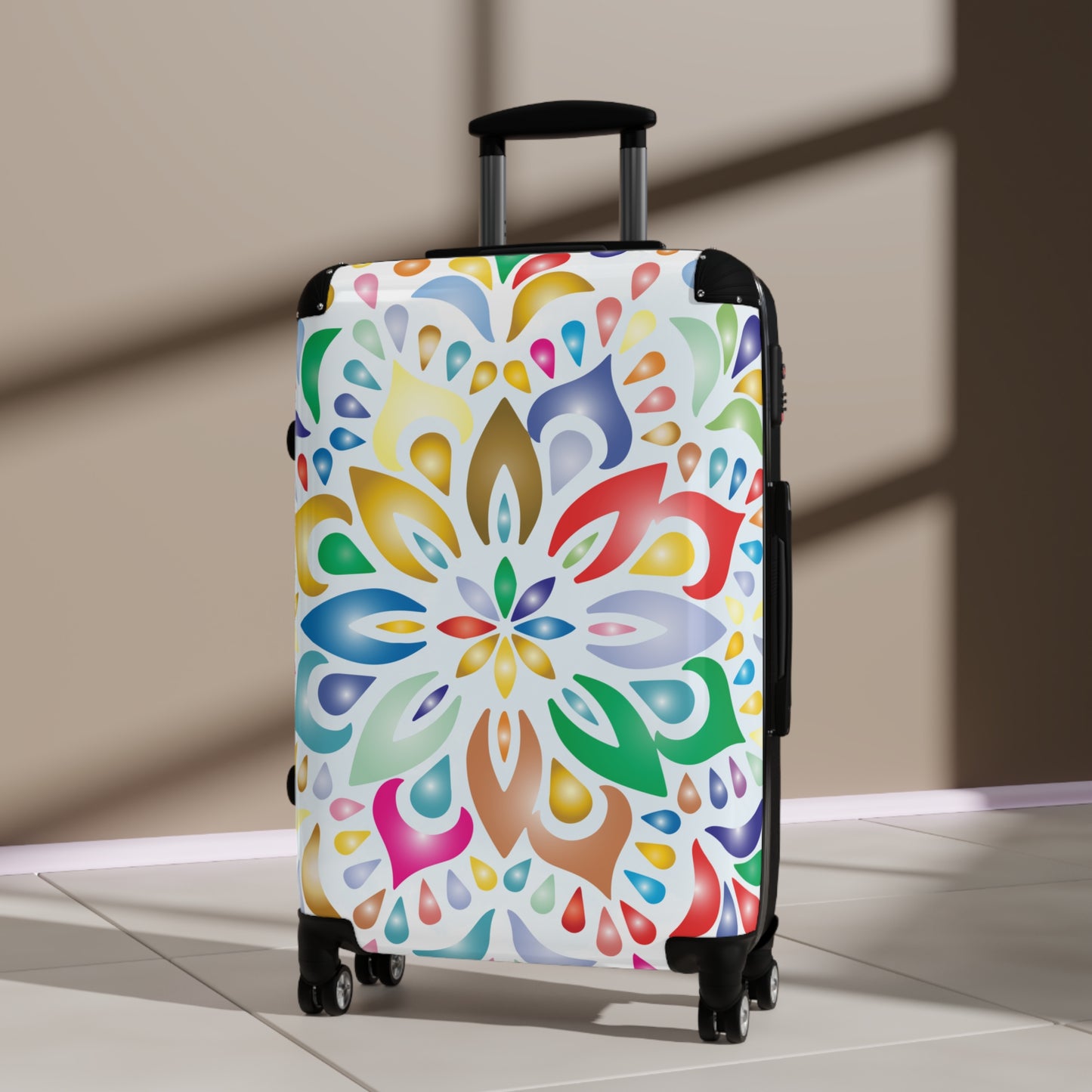 Colorful Mandala Carry-On Suitcase — Vibrant Floral Travel Luggage