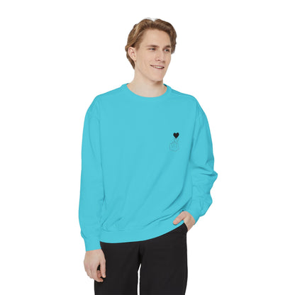 Unisex Garment-Dyed Sweatshirt with Heart Design - Cozy & Stylish