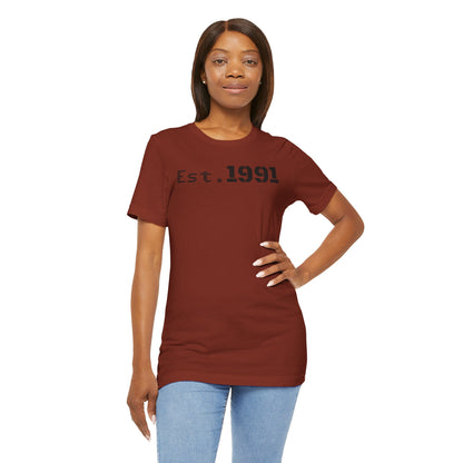 Established 1991 Unisex Jersey Tee | Vintage Anniversary Gift | Casual Wear, Birthday Shirt, Retro Style, Statement Tee, Gift for Him/Her - TRV