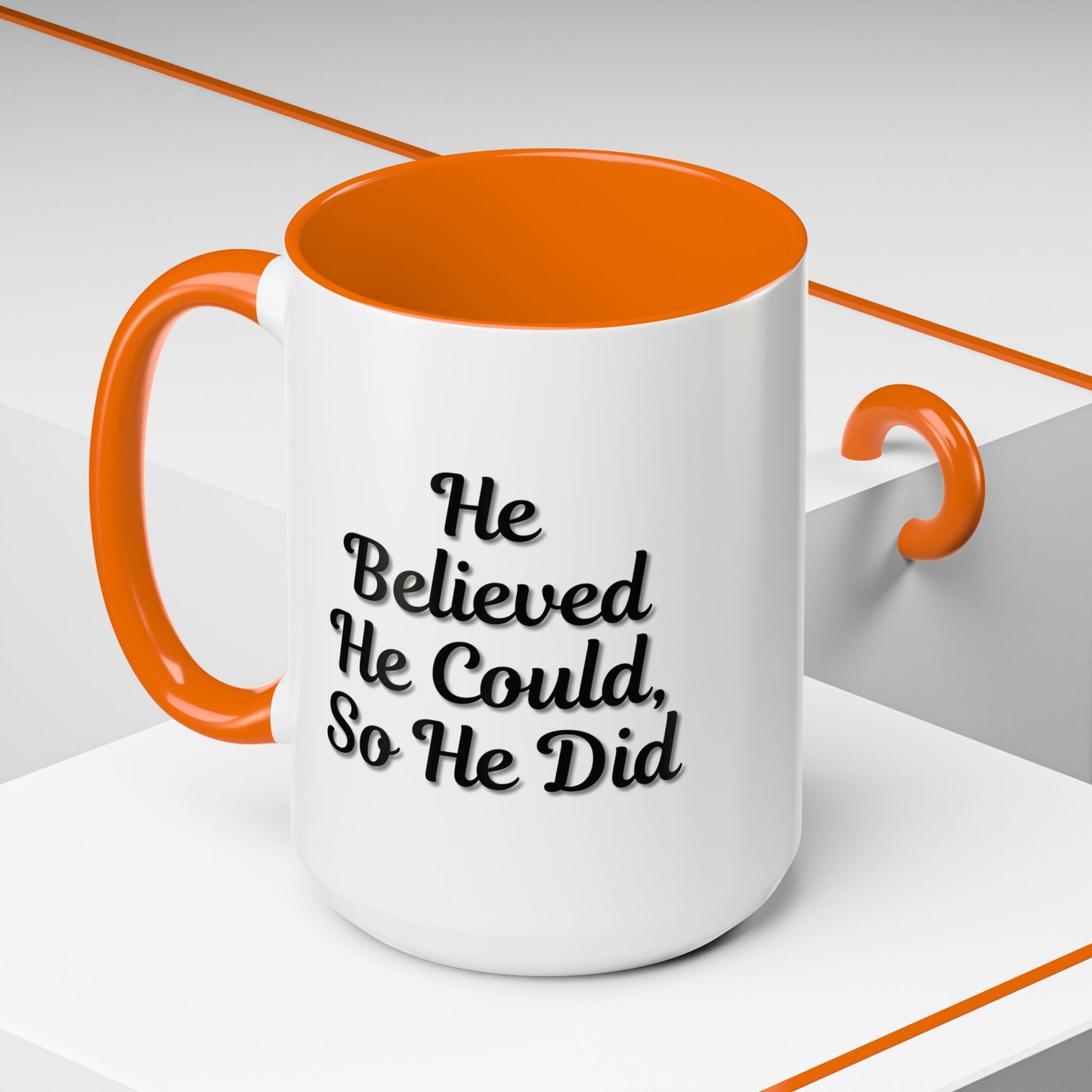 Motivational Accent Mug - 'He Believed He Could, So He Did' - Inspirational Coffee Cup, Gift for Him, Gift for Her, Office Decor, Positive