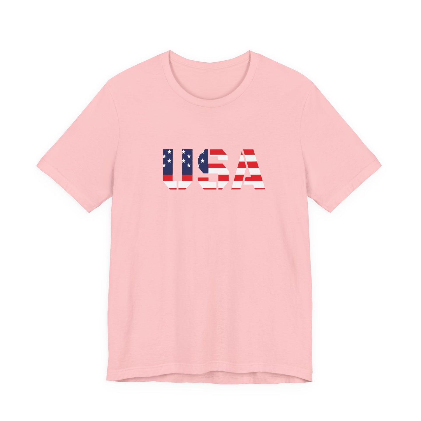 USA Flag Text Tee — Patriotic Fourth of July T-Shirt