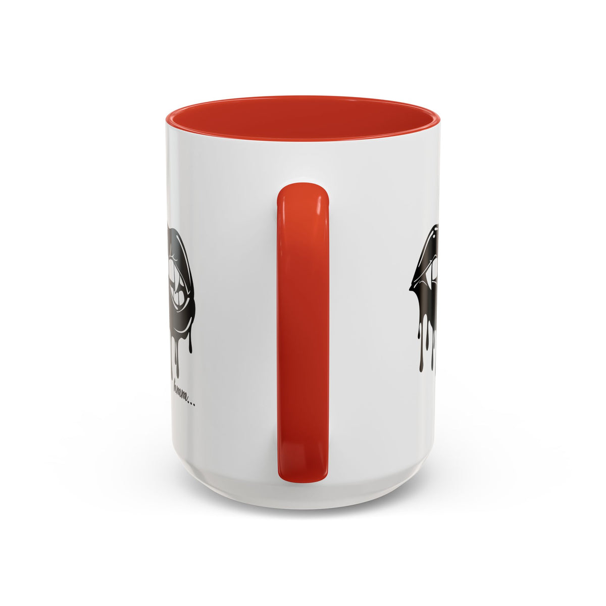 Black accent Dripping Bite coffee mug by Printify, 11oz or 15oz size, with a unique dripping bite design on the ceramic mug.