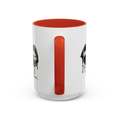 Black accent Dripping Bite coffee mug by Printify, 11oz or 15oz size, with a unique dripping bite design on the ceramic mug.
