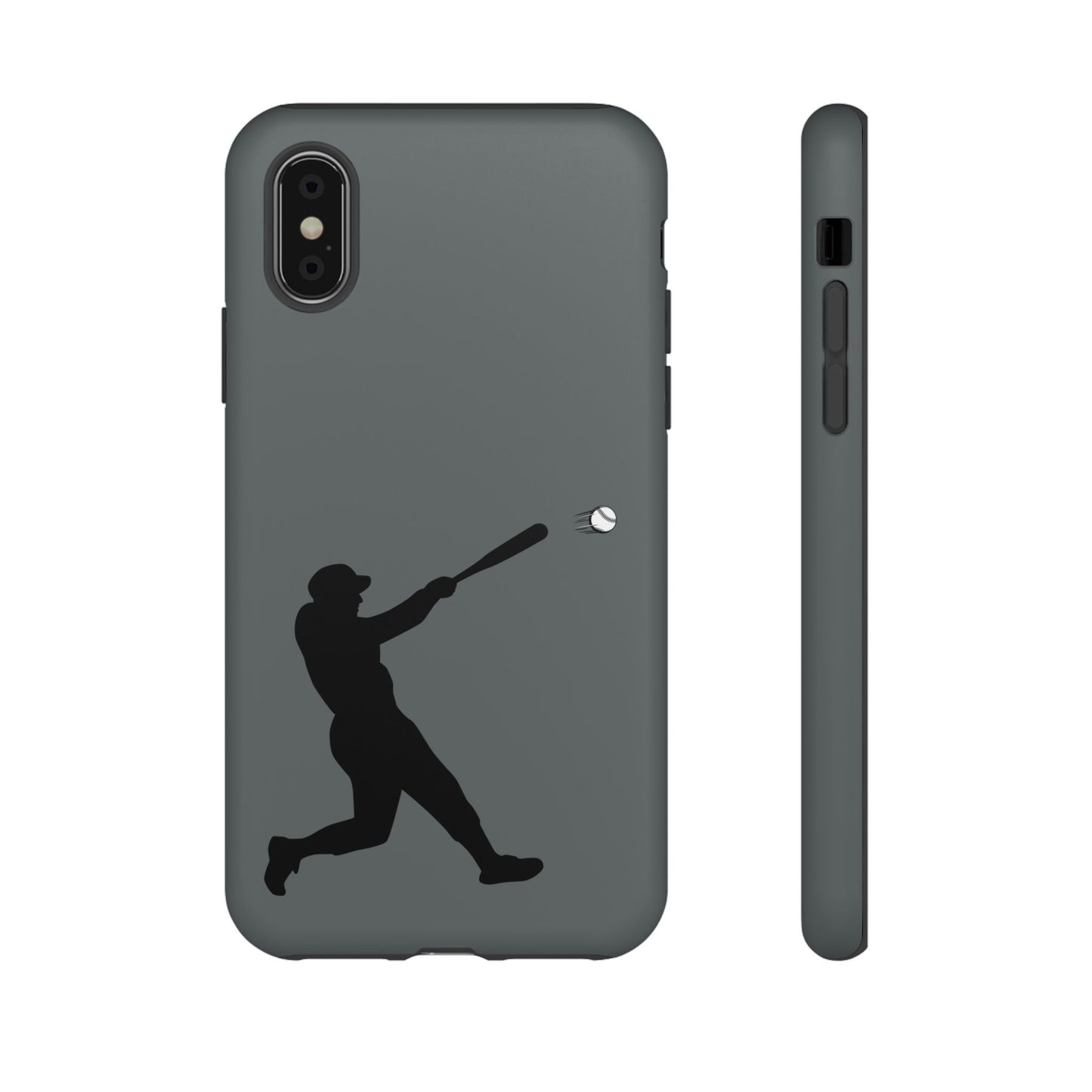 Printify baseball batter phone case, tough protective smartphone cover featuring a baseball player design for fans.