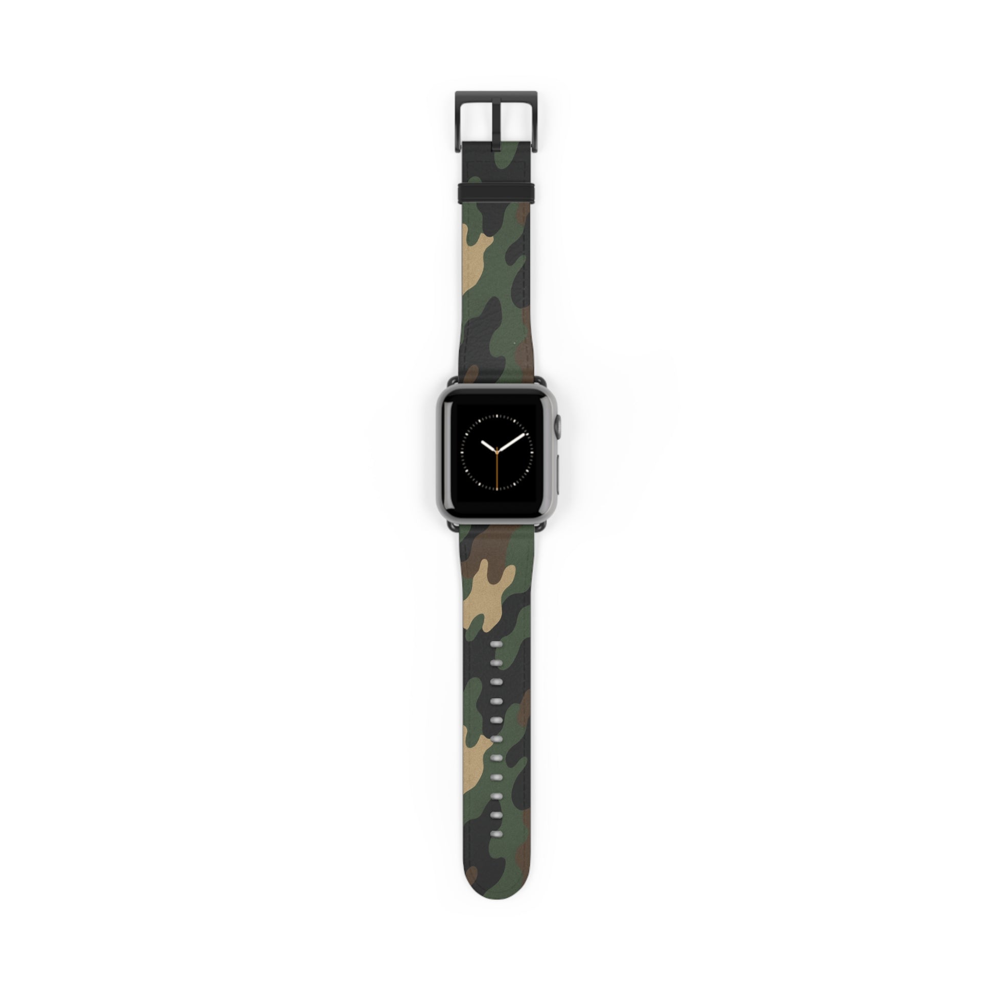 Green camouflage silicone Apple Watch strap from Printify, durable and flexible accessory for Apple Watch.