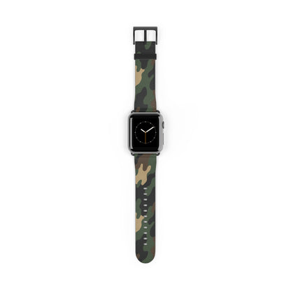 Green camouflage silicone Apple Watch strap from Printify, durable and flexible accessory for Apple Watch.