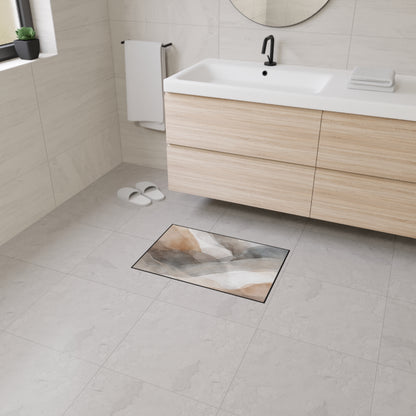 Neutral Watercolor Landscape Heavy Duty Floor Mat | Abstract Earth Tones Rug