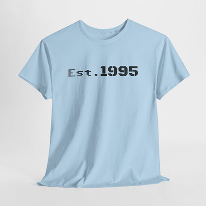 Vintage minimalist Est. 1995 T-shirt by Printify featuring a simple design celebrating a 1995 birthday.