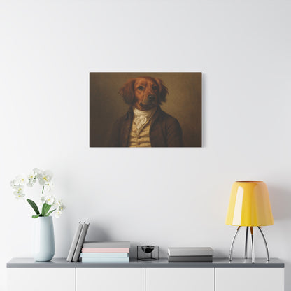Printify Regal Dog Portrait on matte canvas, showcasing a detailed dog artwork printed on high-quality canvas material.