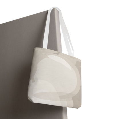 Neutral Abstract Circle Pattern Tote Bag | Minimal Beige AOP Canvas
