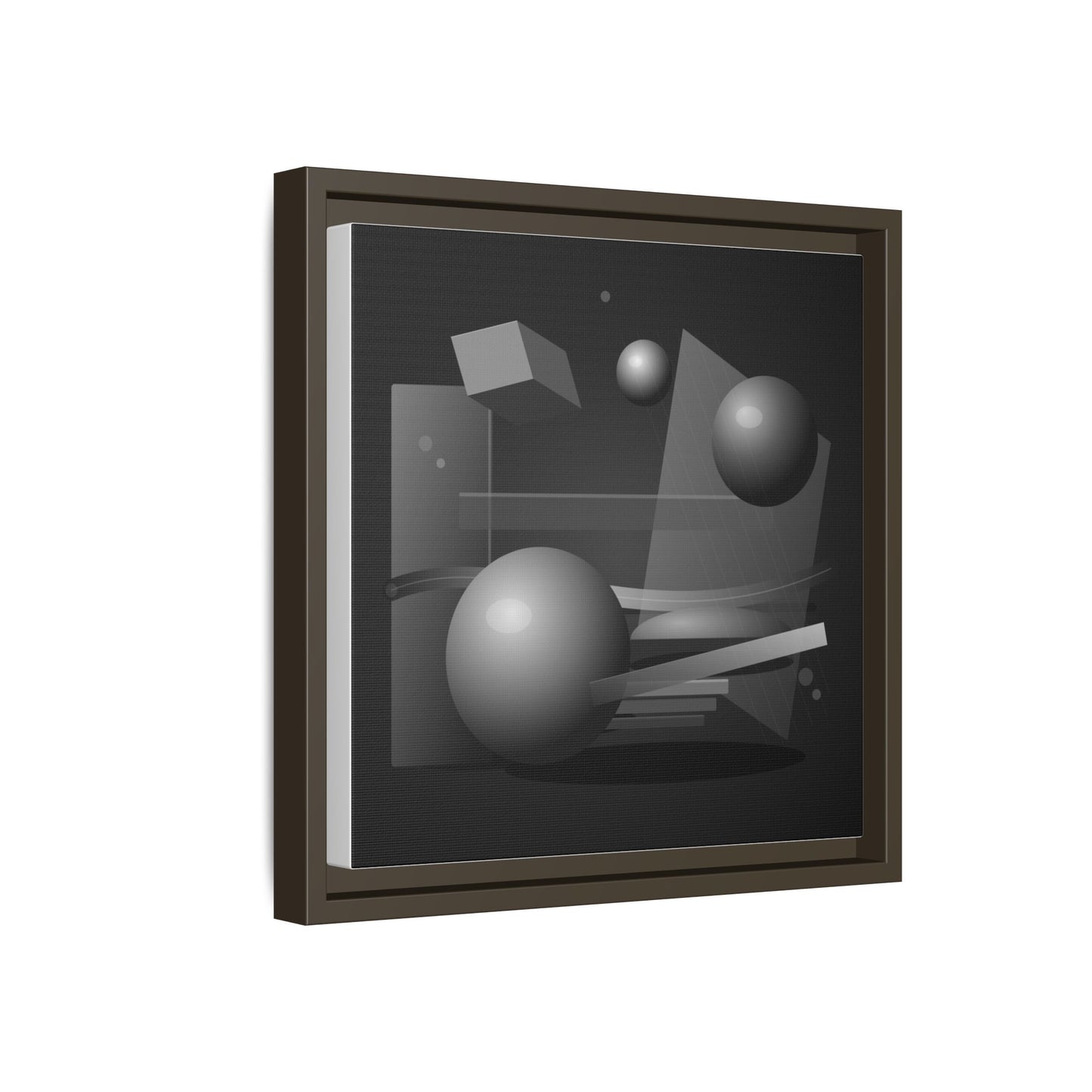 Monochrome Geometric Spheres Canvas Framed Wall Art | Matte Print