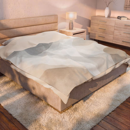 Neutral Abstract Shapes Velveteen Plush Blanket | Minimal Geometric Throw