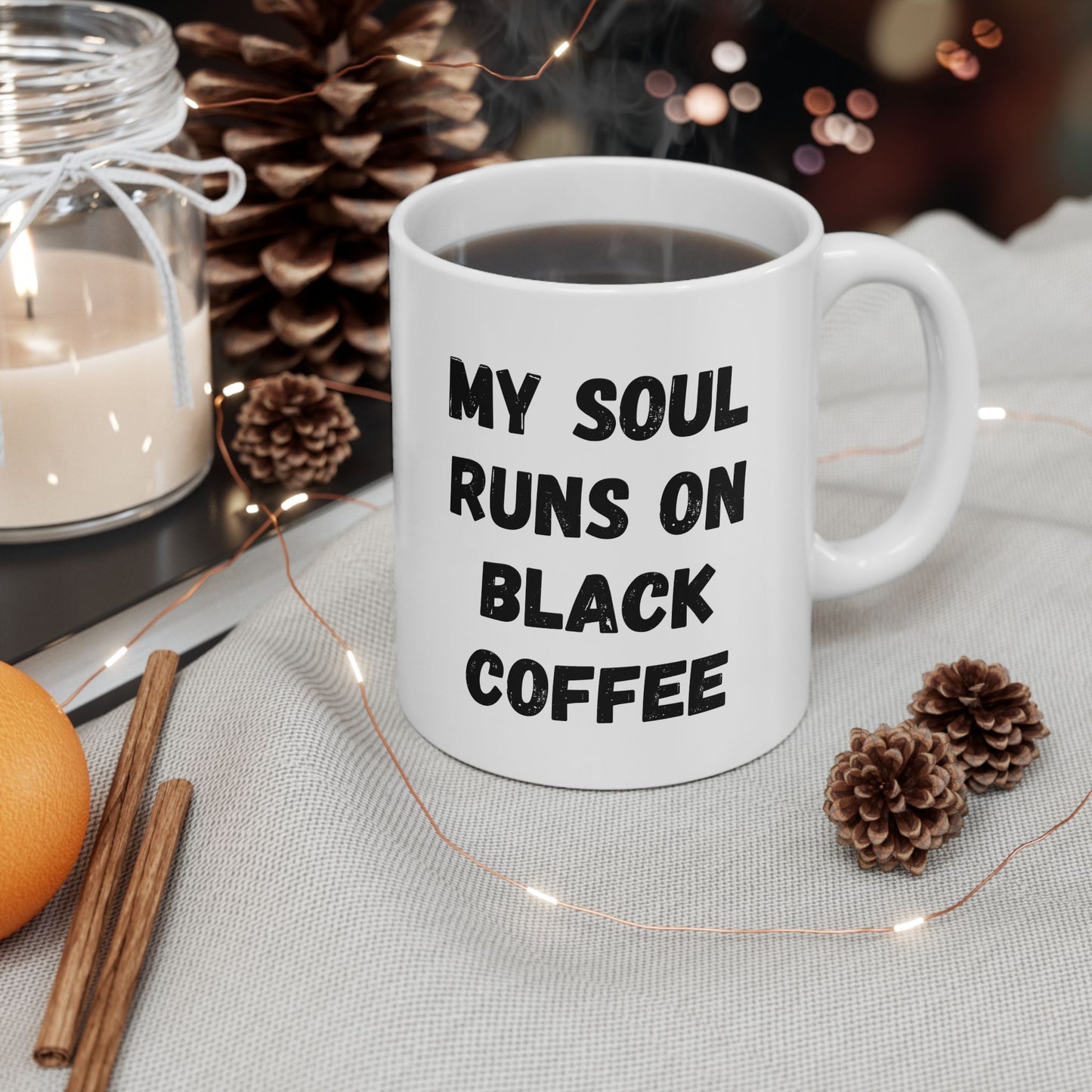 Coffee Lover's Ceramic Mug – 'My Soul Runs on Black Coffee' – Perfect Gift for Coffee Enthusiasts - TRV