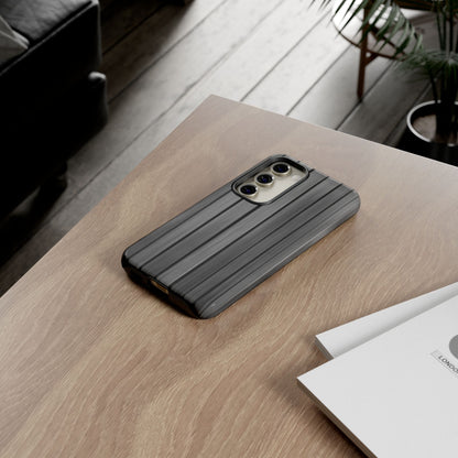 Ribbed metal texture iPhone phone case by Printify, tough protective cover with rugged design for iPhone models.
